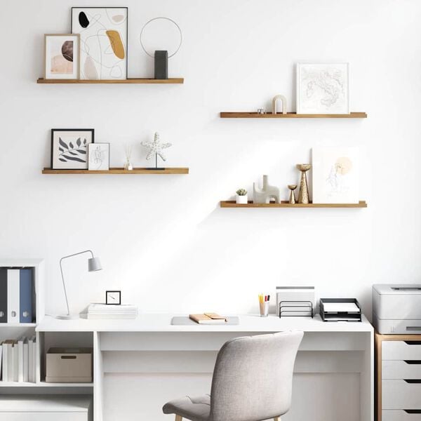 vidaXL Wall Shelf with Shelf 4 pcs Brown 80 x 9 x 3 cm Engineered Wood