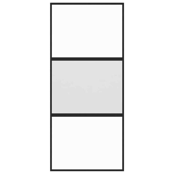 vidaXL Sliding Door Black 90x205 cm Tempered Glass and Aluminium