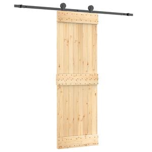 vidaXL Sliding Door Natural and Black 70 x 210 cm Solid Pine Wood
