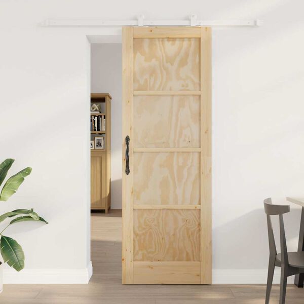 vidaXL Sliding Door Brown 73.5 x 211 cm Solid Pine Wood