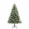 vidaXL Artificial Hinged Christmas Tree with Flocked Snow 180 cm