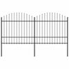 vidaXL Garden Fence with Spear Top Steel 337x175 cm Black