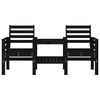 vidaXL Garden Bench with Table 2-Seater Black Solid Wood Pine