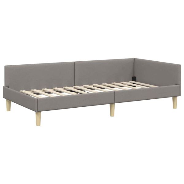vidaXL Corner Bed Frame with Headboard Taupe 90 x 200 cm Fabric