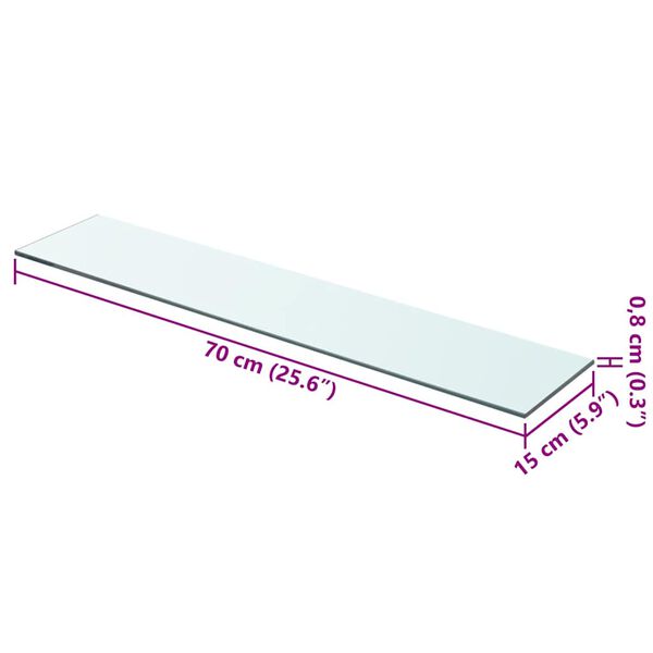 vidaXL Shelves 2 pcs Panel Glass Clear 70x15 cm
