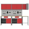 vidaXL Work Cabinet Set with Drawer with Shelf 10 pcs Red and Grey