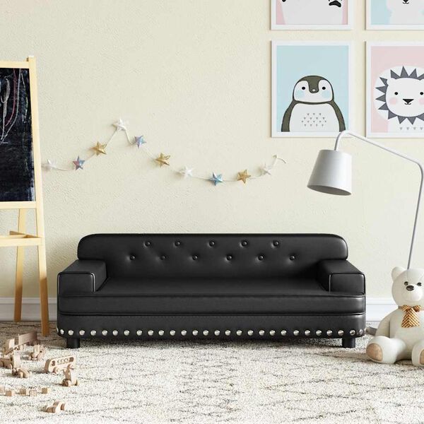 vidaXL Kids Sofa Black 90x53x30 cm Faux Leather