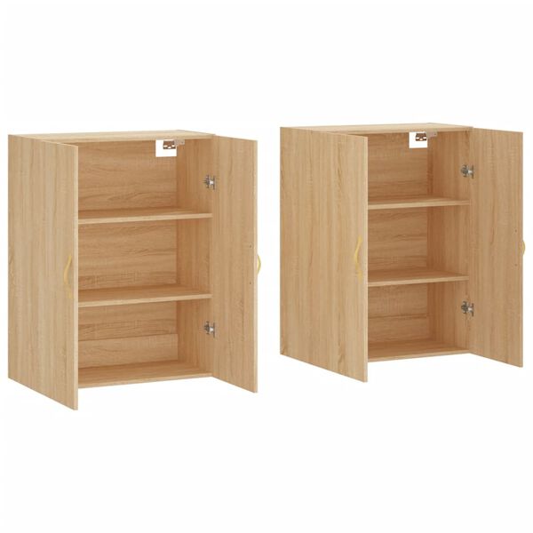 vidaXL Wall Mounted Cabinets 2 pcs Sonoma Oak 69.5x34x90 cm