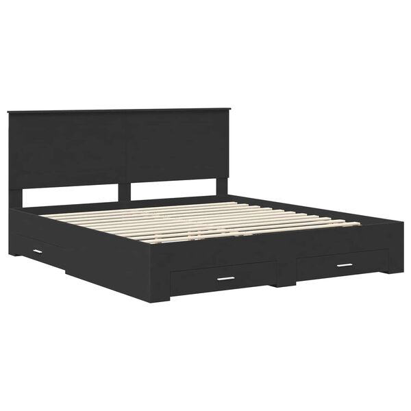 vidaXL Bed Frame Black and Silver 200 x 200 cm Engineered Wood