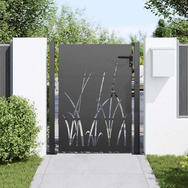 vidaXL Garden Gate with Lock Black 85 x 130 cm Powder-coated steel
