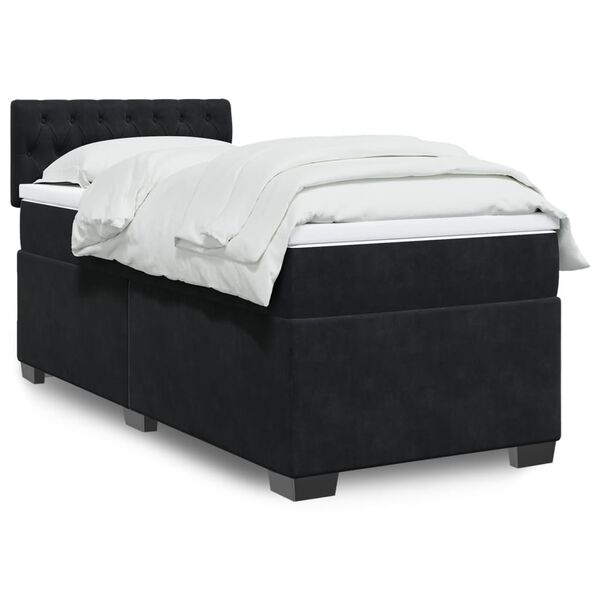 vidaXL Box Spring Bed with Mattress Black 90x200 cm Velvet