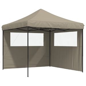 vidaXL Foldable Party Tent Pop-Up with 2 Sidewalls Taupe