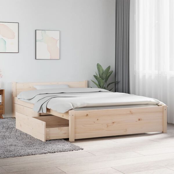 vidaXL Bed Frame without Mattress with Drawers Small Double