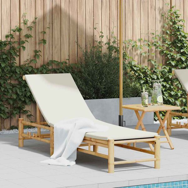 vidaXL Sun Lounger with Cushions 55x199x30 cm Bamboo
