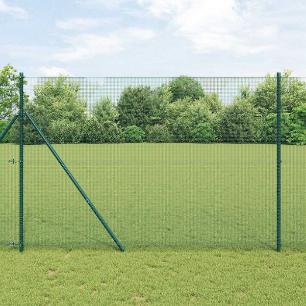 vidaXL Fence Post Green 10 x 1.6 m (12 x 12 mm mesh) Steel and PVC