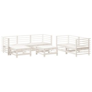 vidaXL 7 Piece Garden Lounge Set White Solid Wood Pine