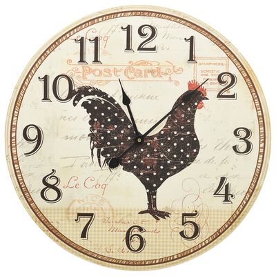 vidaXL Wall Clock with Chicken Design Multicolour 60 cm MDF