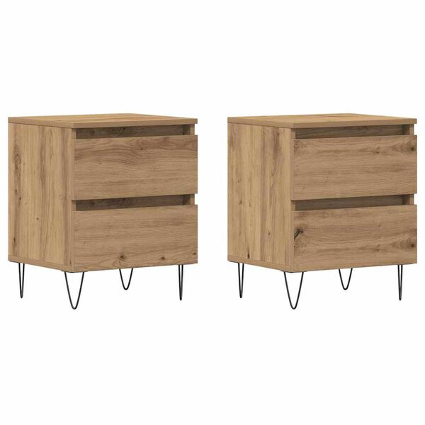vidaXL Bedside Cabinet with Drawer 2 pcs Artisan oak 40 x 35 x 50 cm