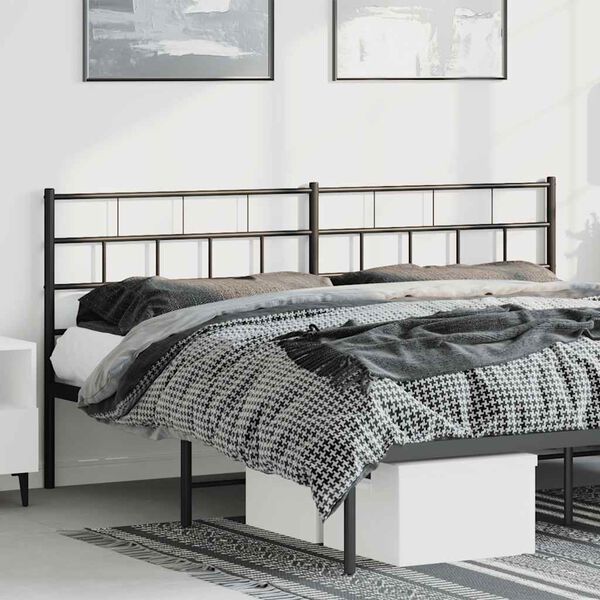 vidaXL Metal Headboard Black 180 cm