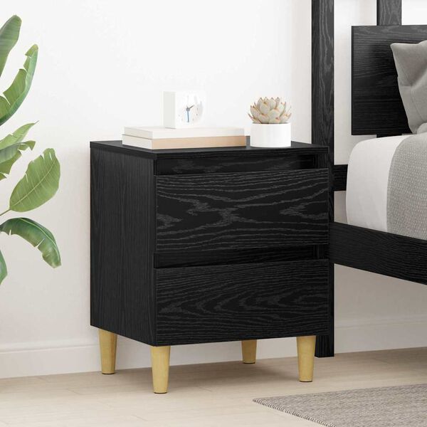 vidaXL Bed Cabinet Black Oak 40 x 35 x 50 cm Engineered Wood