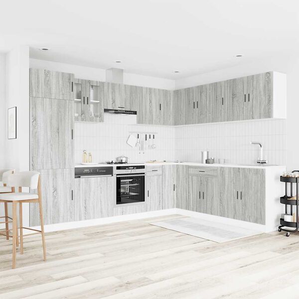 vidaXL 14 Piece Kitchen Cabinet Set Porto Grey Sonoma Engineered Wood