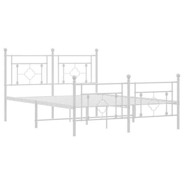 vidaXL Metal Bed Frame without Mattress with Footboard White 140x200cm