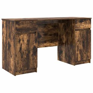 vidaXL Desk with Drawer Smoked oak 140 x 49 x 76 cm Engineered wood