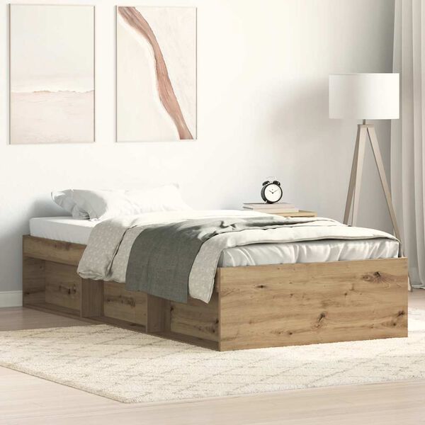 vidaXL Bed Frame without Mattress Artisan Oak 90x190 cm Single Engineered Wood