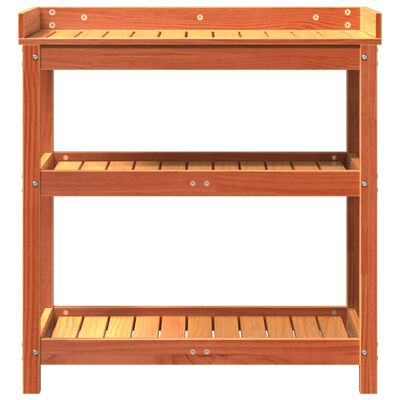 vidaXL Potting Table with Shelves Brown 82.5x45x86.5 cm Solid Wood Pine