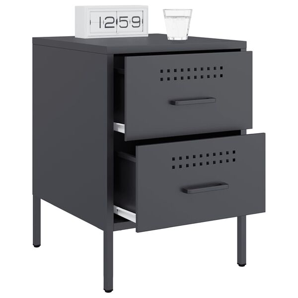 vidaXL Bedside Cabinets 2 pcs Anthracite 36x39x50.5 cm Steel