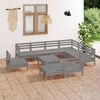 vidaXL 10 Piece Garden Lounge Set Solid Wood Pine Grey