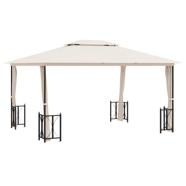 vidaXL Gazebo with Sidewalls&Double Roofs 3x4 m Cream