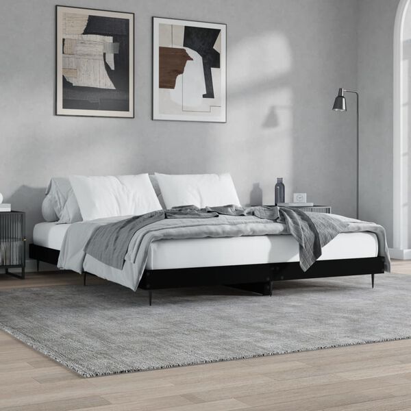 vidaXL Bed Frame without Mattress Black 180x200 cm Super King Engineered Wood