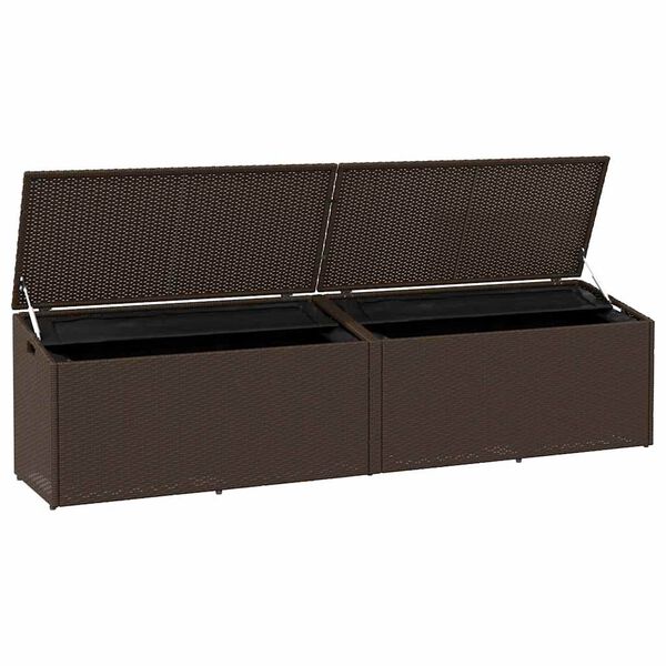 vidaXL Garden Storage Box Brown 220x50x58 cm Poly Rattan