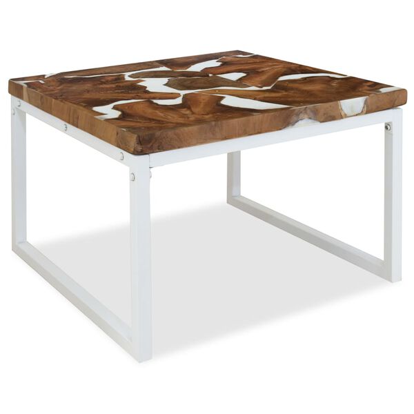 vidaXL Coffee Table Teak Resin 60x60x40 cm White and Brown