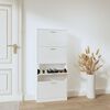 vidaXL Shoe Cabinet High Gloss White 59x17x150 cm Engineered Wood