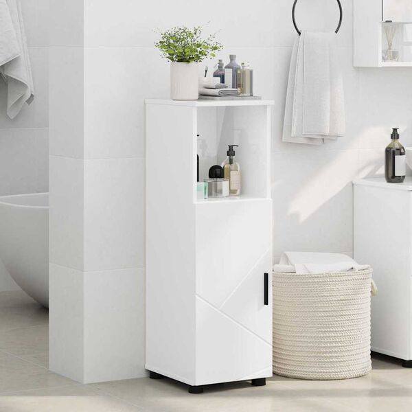 vidaXL Bathroom Cabinet with Storage High Gloss White 30 x 35 x 95 cm