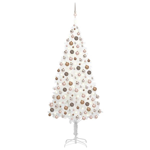 vidaXL Artificial Pre-lit Christmas Tree with Ball Set White 240 cm