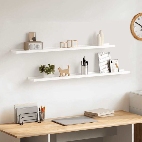 vidaXL Wall Shelves 2 pcs White 100x9x3 cm