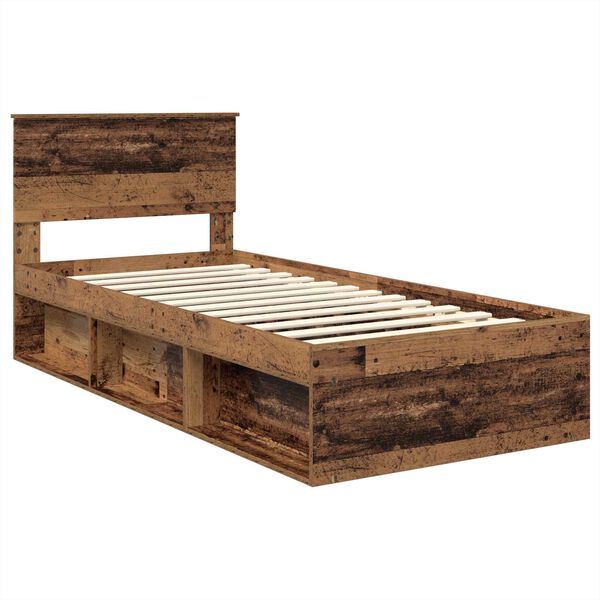 vidaXL Bed Frame with Headboard Old Wood 75 x 190 cm Engineered wood