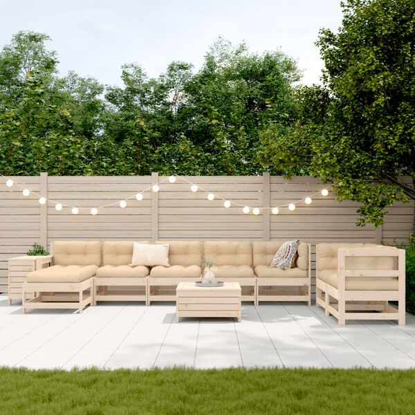 vidaXL 10 Piece Garden Sofa Set Solid Wood Pine