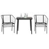 vidaXL 3 Piece Garden Dining Set Black Poly Rattan Glass