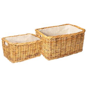 vidaXL Firewood Basket GENDT 2 pcs Natural Brown Kubu Rattan