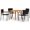 vidaXL 5 Piece Garden Dining Set Black