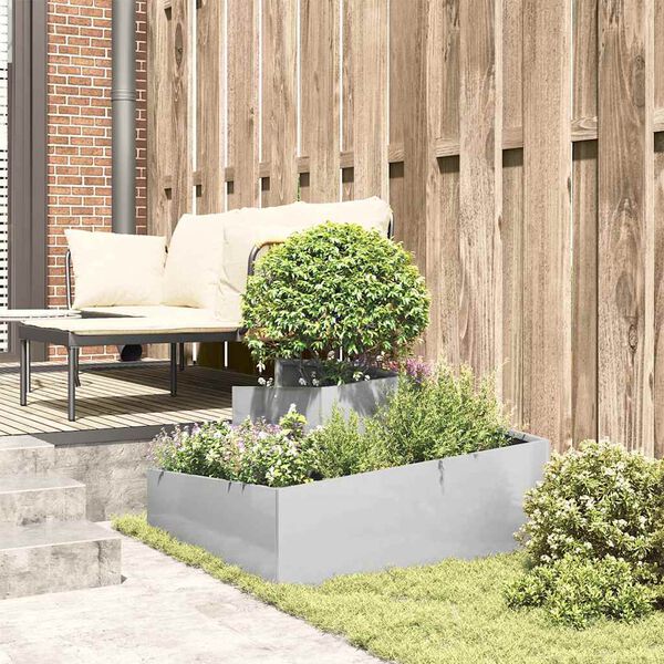 vidaXL Garden Planter Silver 80 x 80 x 50 cm Stainless Steel