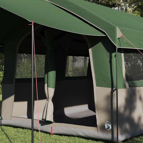 vidaXL Family Tent with Roof Green and White 324 x 255 x 230 cm