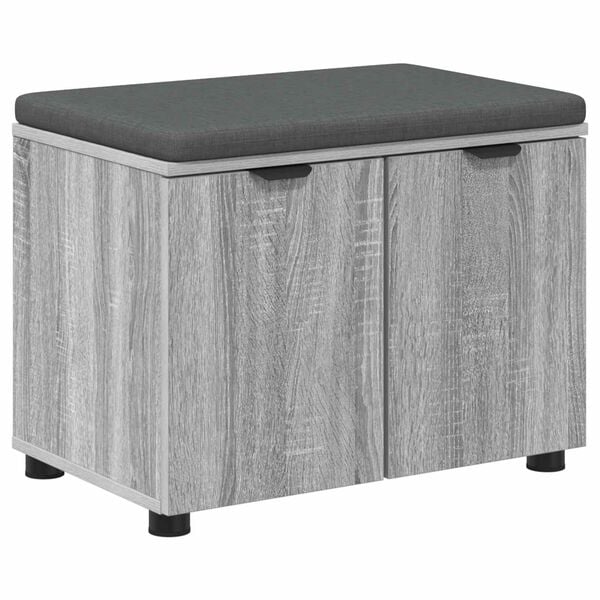 vidaXL Hall Bench with Cushion with Door Grey Sonoma 60 x 38 x 46 cm