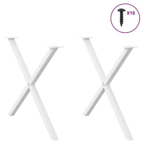 vidaXL Dining Table Legs X-Shaped 2 pcs White 90x(72-73) cm Steel