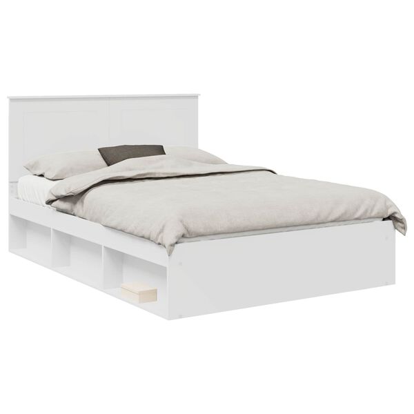 vidaXL Bed Frame with Headboard White 140 x 200 cm Solid Pine Wood