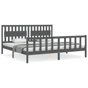 vidaXL Bed Frame without Mattress Grey 200x200 cm Solid Wood Pine